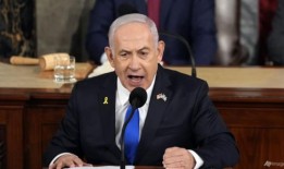 在一片抗议声中，以色列总理内塔尼亚胡在向美国国会发表讲话时呼吁“最亲密的盟友”